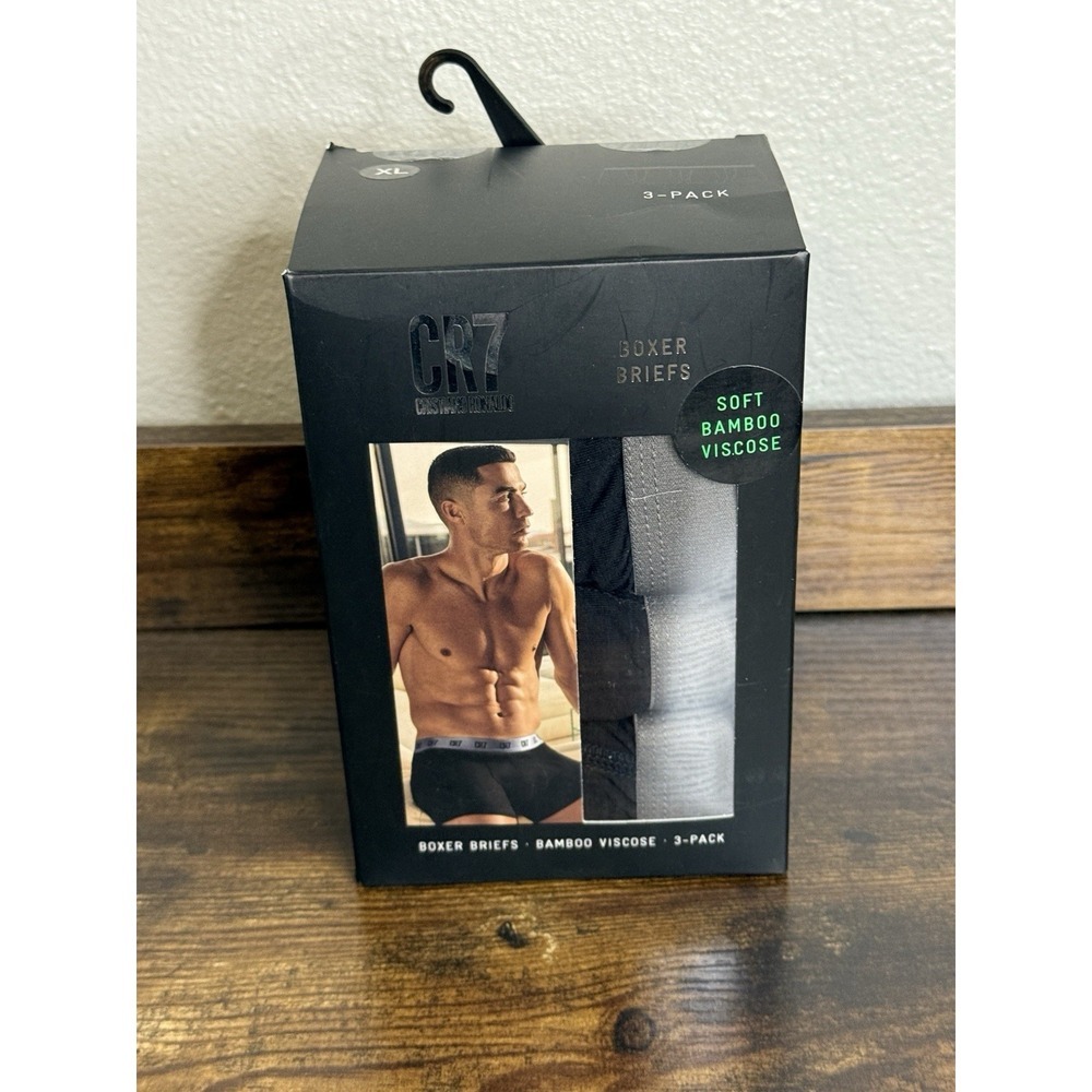 NWT Men's CR7 Cristiano Ronaldo Boxer Brief 3-pack Black X Large